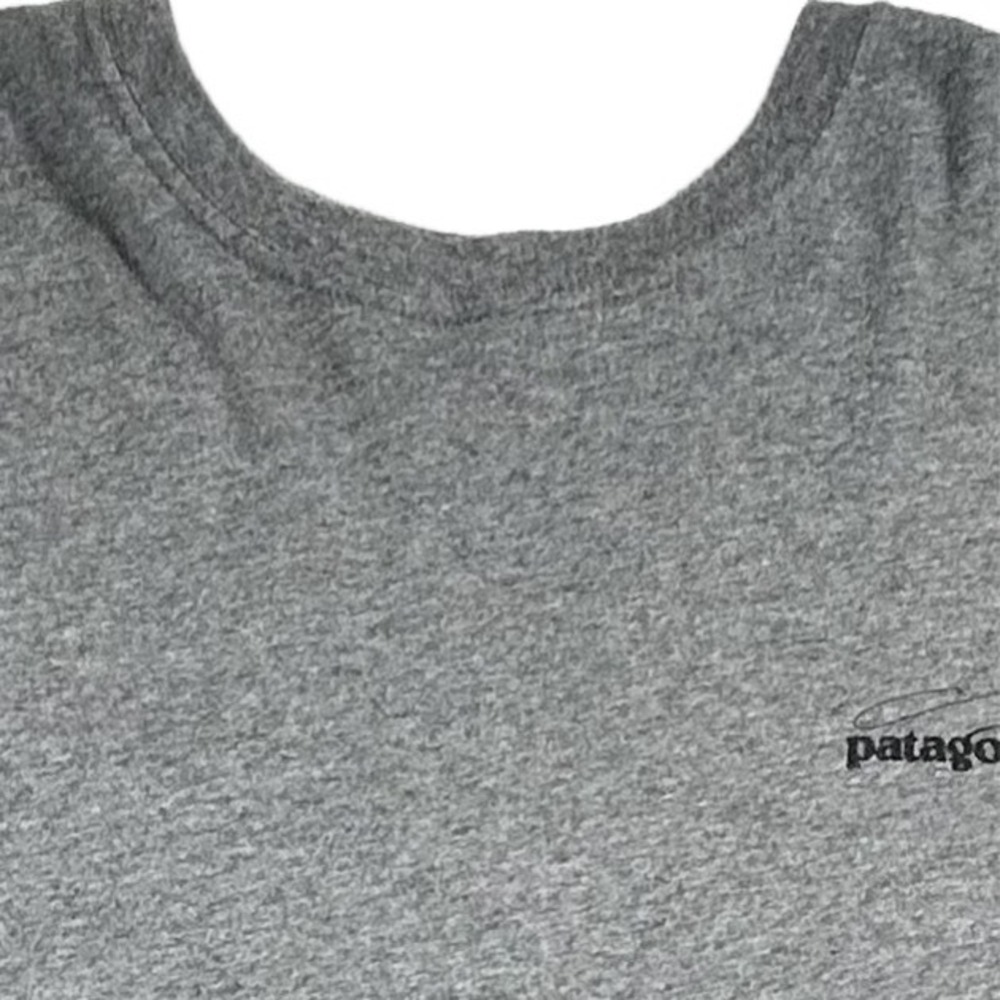 Patagonia Men XXL Trout Fish Graphic Long Sleeve Tee Gray Organic Cotton USA